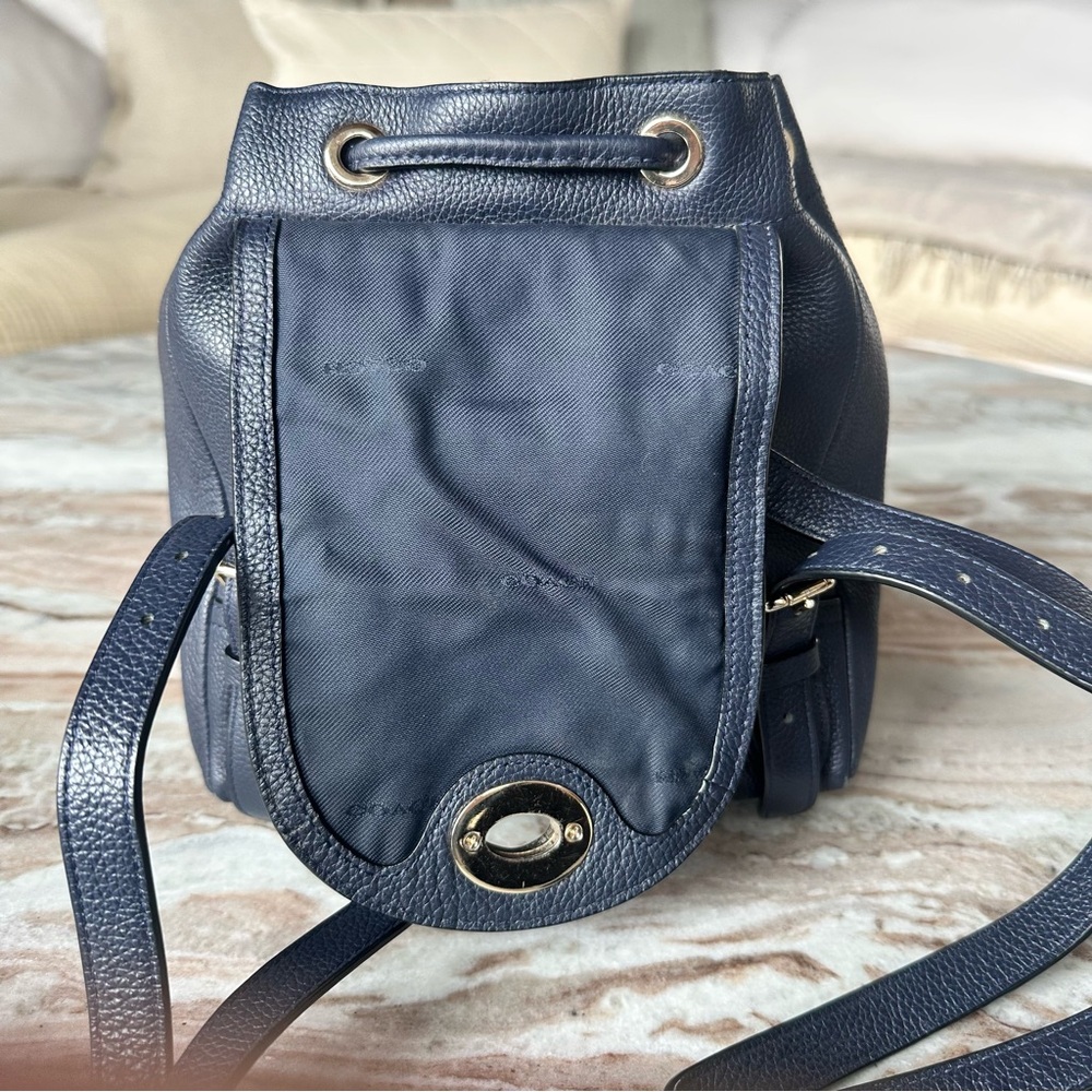 Coach Navy Mini Turnlock Rucksack Backpack - Picture 2 of 8